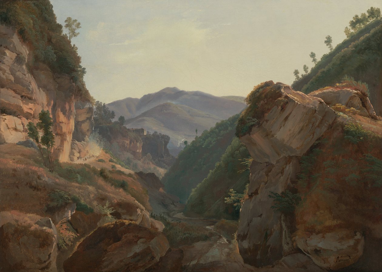 Fjellandskap med vei til Napoli av Jean Charles Joseph Rémond