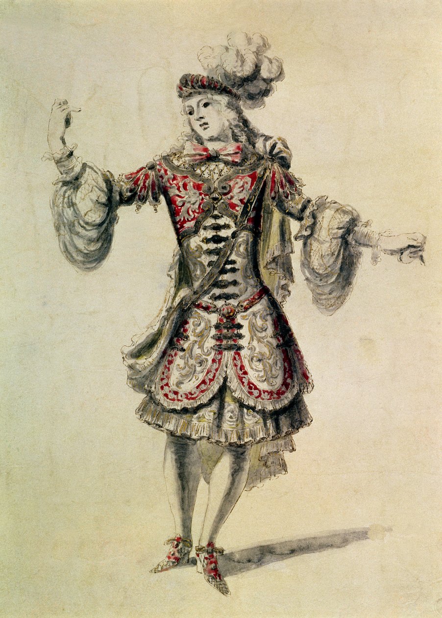 Kostymedesign for en mannlig danser, ca. 1681 av Jean Derain