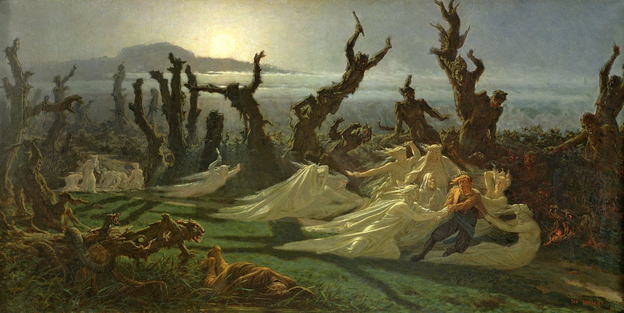 Nattens vaskekoner c.1861 av Jean Edouard Dargent