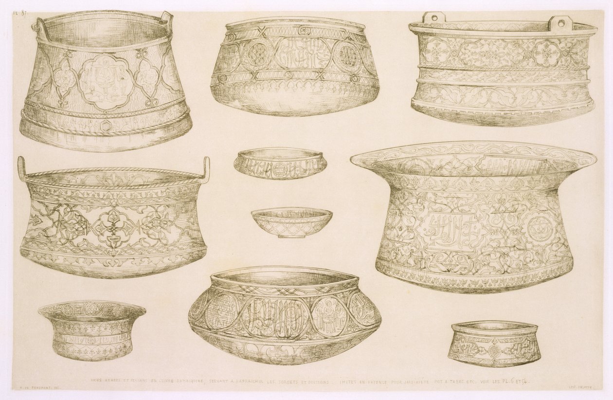 Design for arabiske og persiske skåler og bassenger, fra 