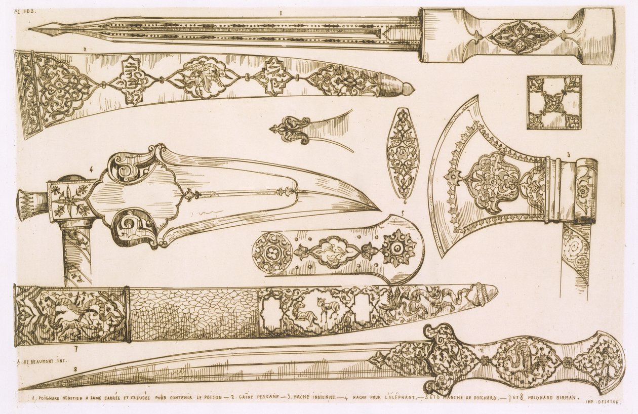 Islamsk og maurisk design for knivblad, fra 
