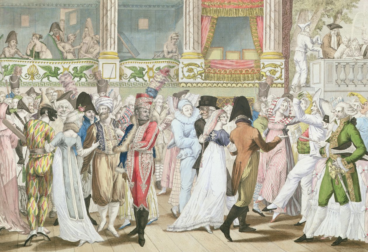 Kostymeball i Operaen, etter 1800 av Jean Francois Bosio