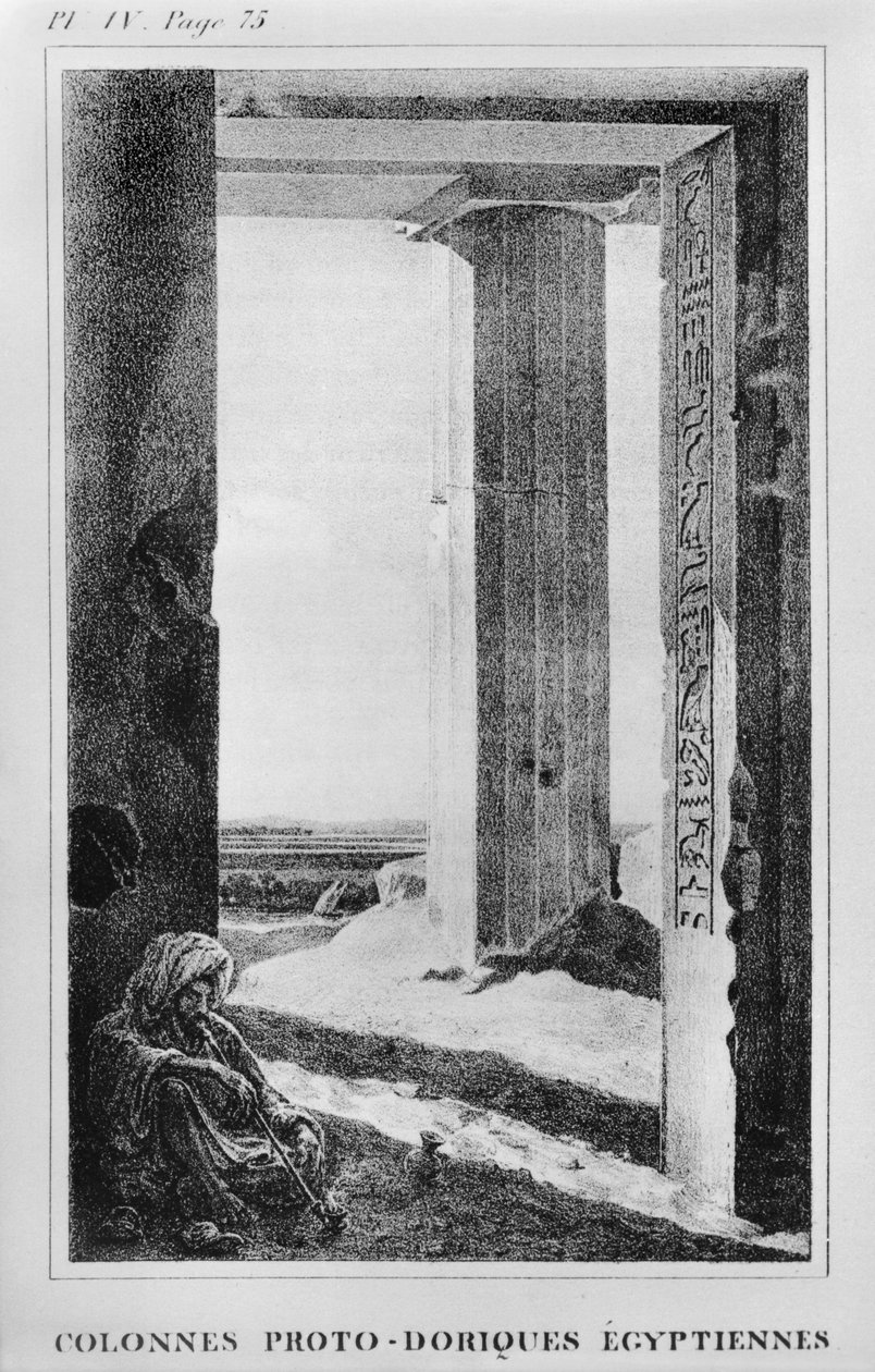 Egyptiske kolonner, illustrasjon fra brev skrevet fra Egypt og Nubia (plate IV, side 75) publisert 1833 av Jean Francois Champollion