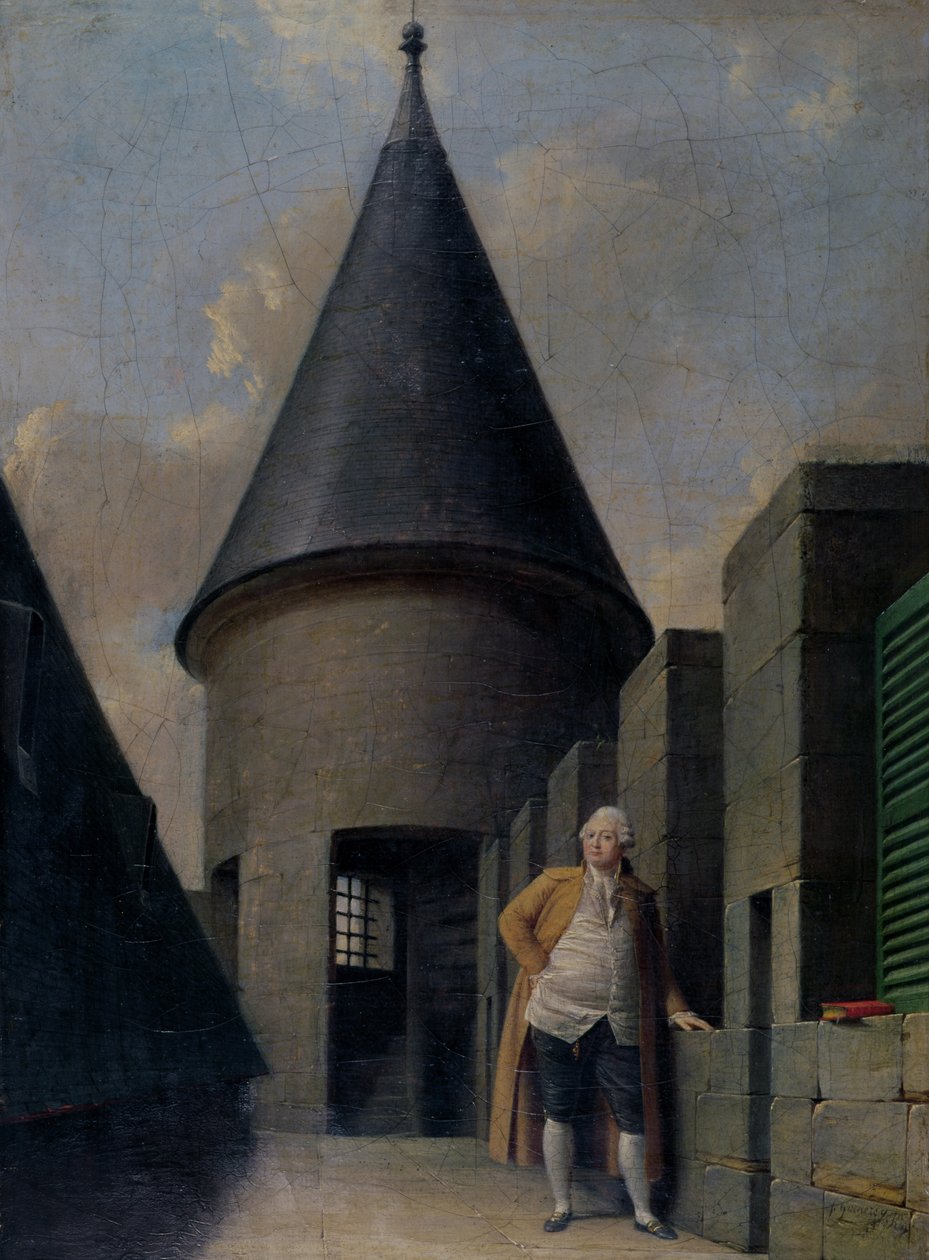 Louis XVI (1754-1793) i fengsel ved tempelet, sent på 1700-tallet av Jean Francois Garneray
