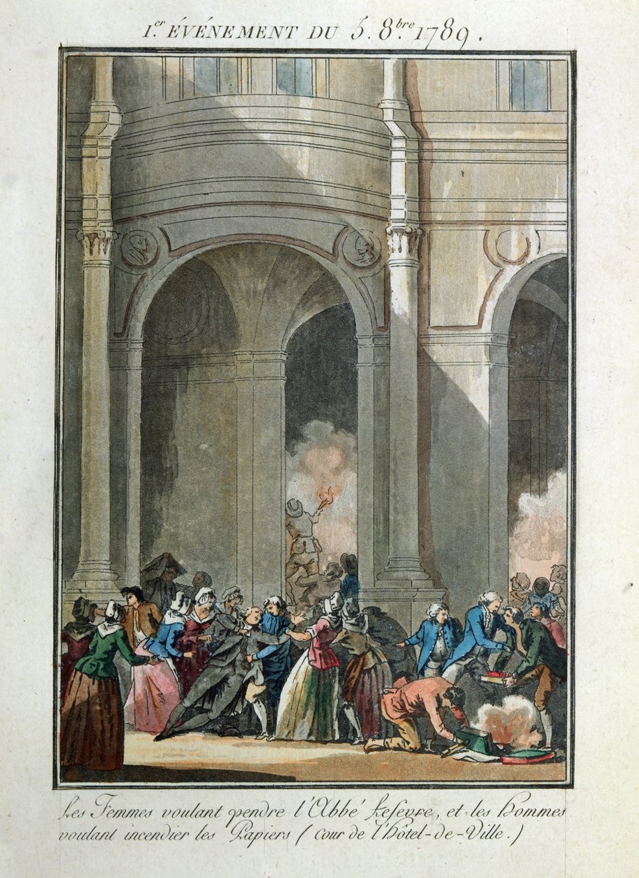 Hendelser den 5. oktober 1789: Kvinnene vil henge presten Lefevre av Jean Francois Janinet