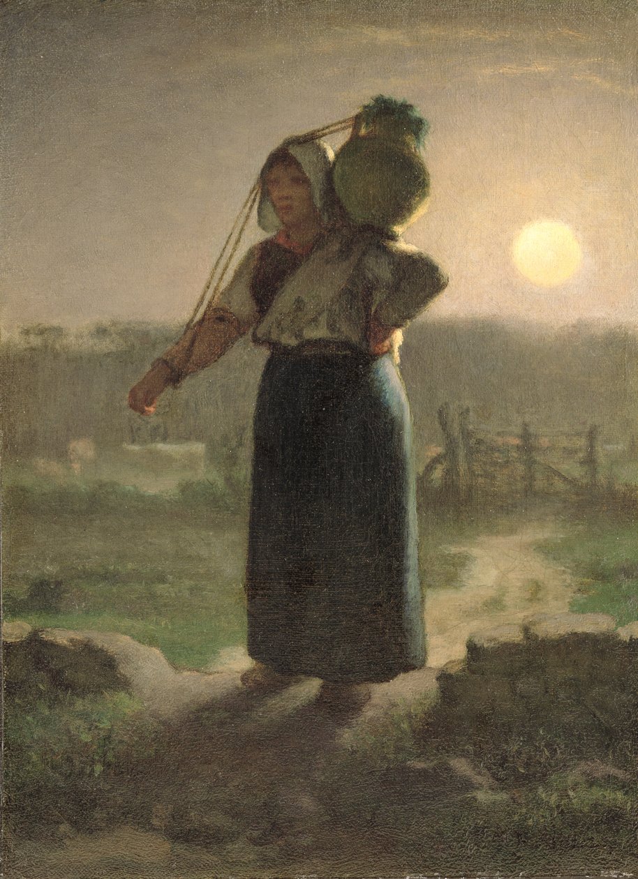 En melkepike, ca. 1853 av Jean Francois Millet