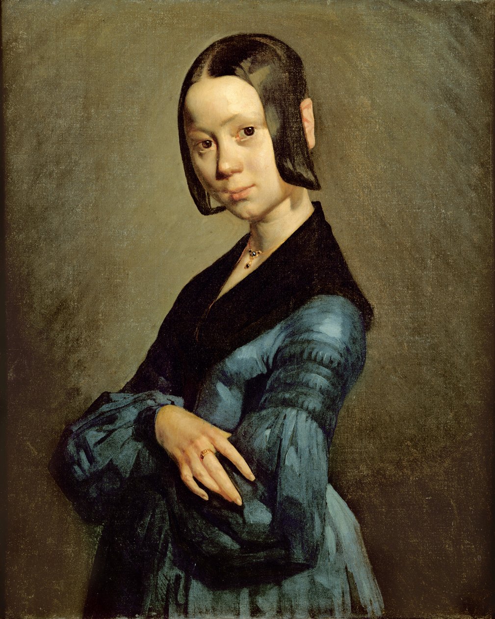 Pauline Ono (1821-44) i blått, 1841-42 av Jean Francois Millet