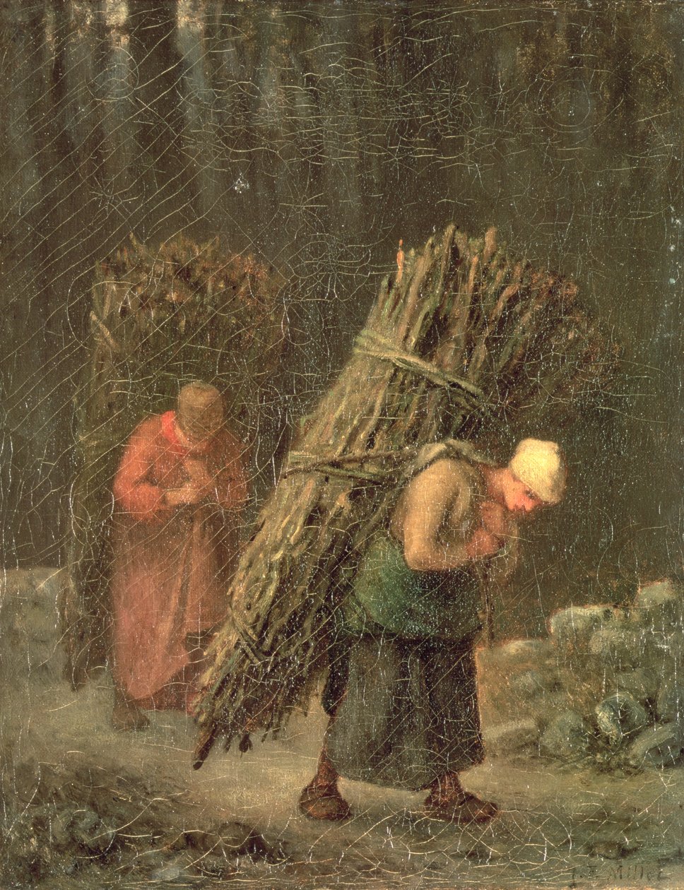 Bondekvinner med krattskog, ca. 1858 av Jean Francois Millet