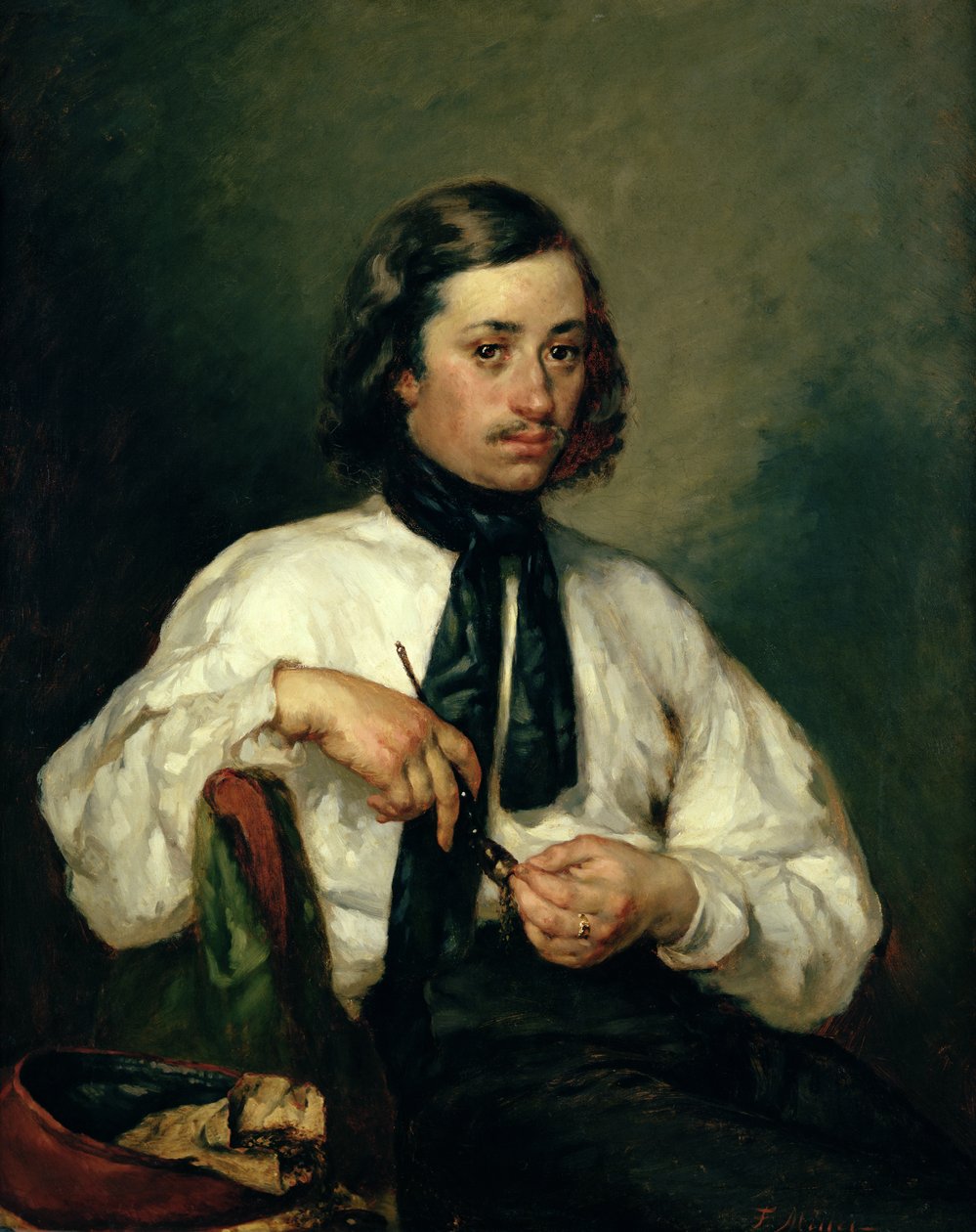Portrett av Armand Ono, kjent som The Man with the Pipe, 1843 av Jean Francois Millet
