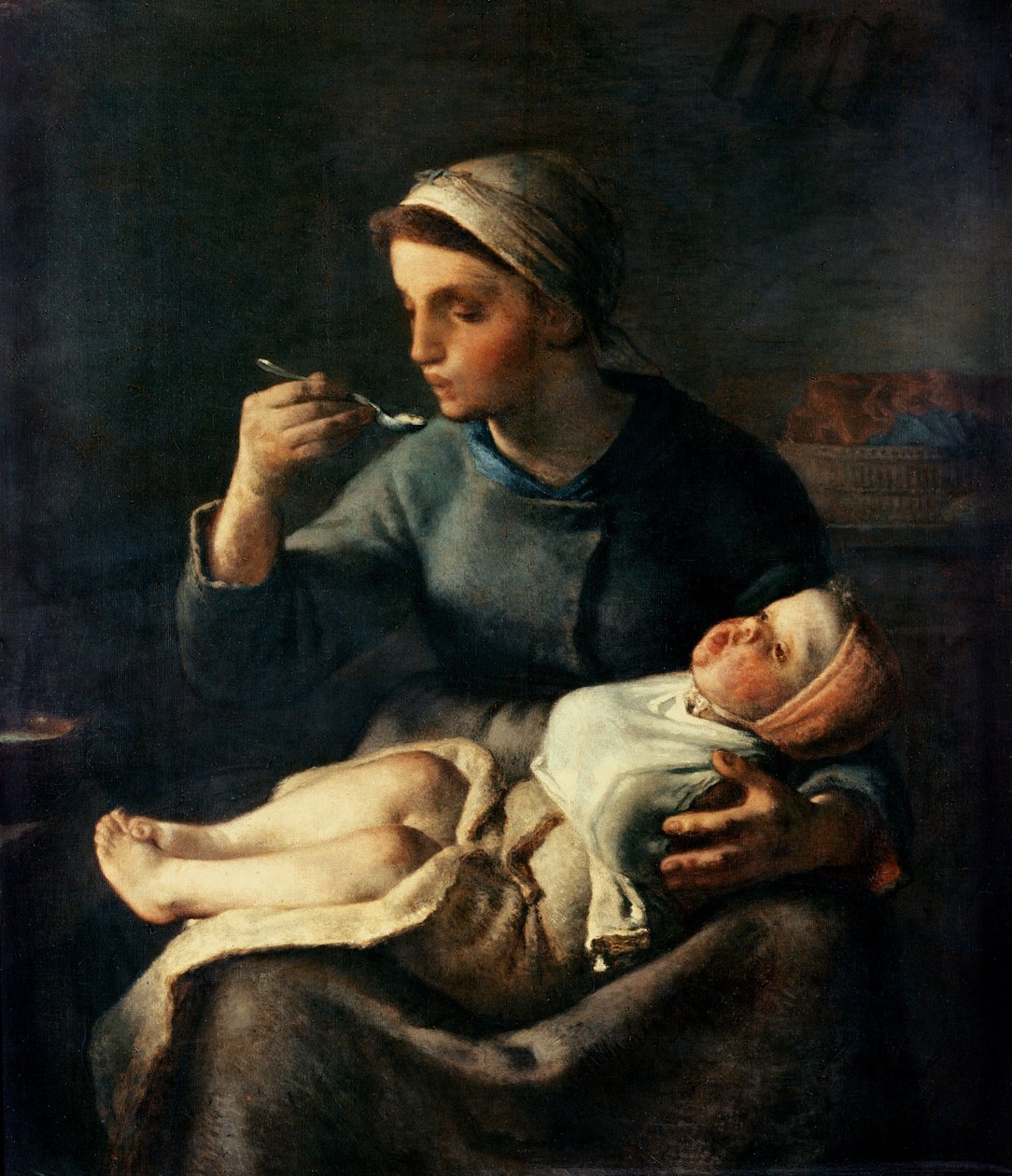 Babyens frokostblanding, 1867 av Jean Francois Millet