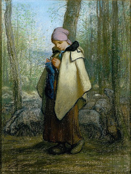 Strikkhyrden av Jean Francois Millet