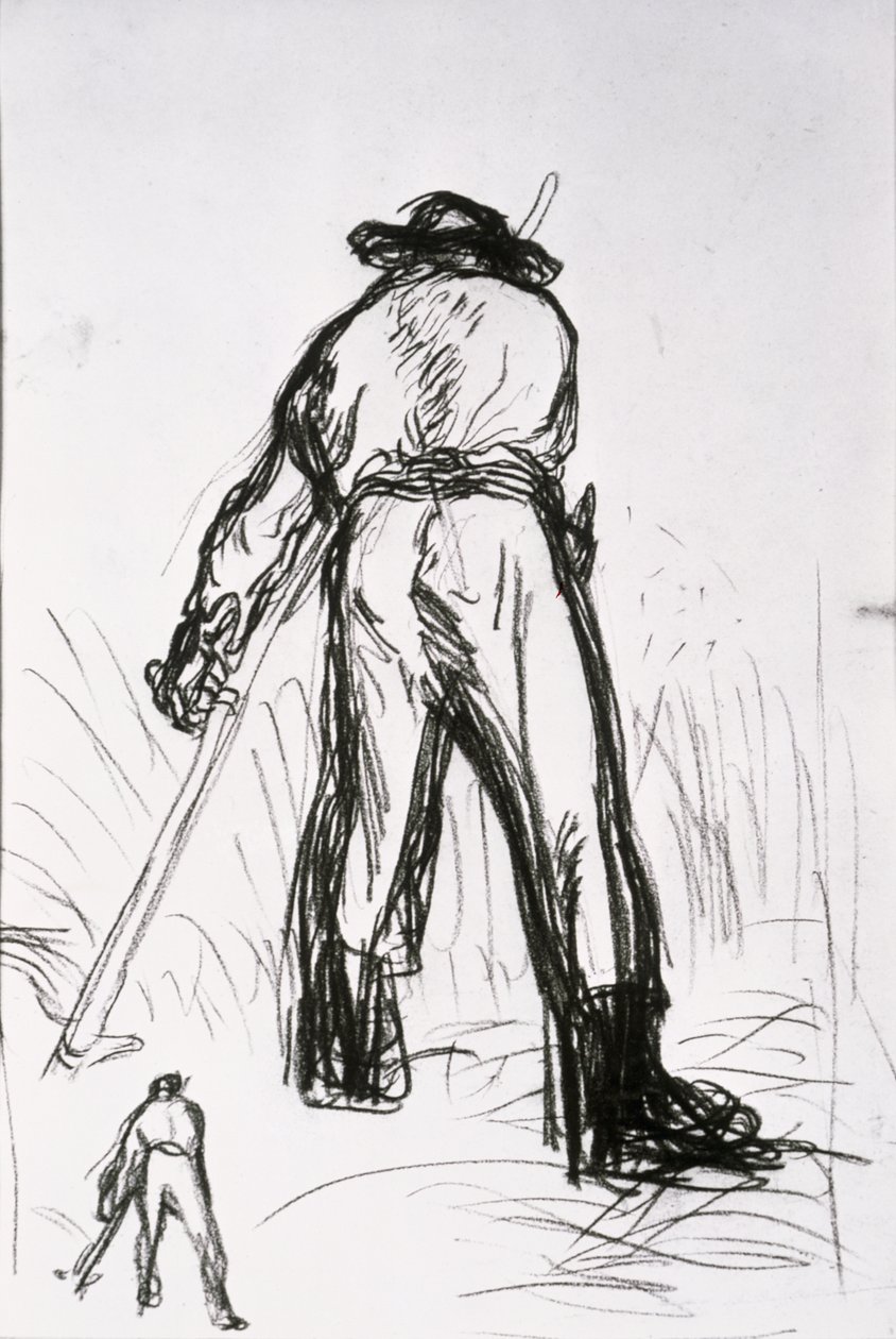 To høstere sett fra baksiden (kritt på papir) av Jean Francois Millet