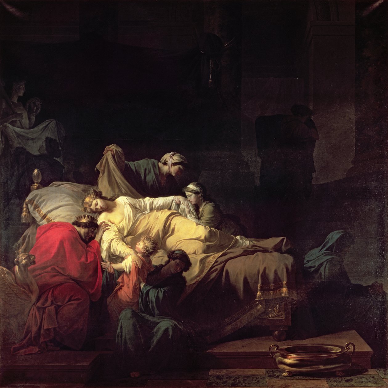 Alcestis ofrer seg selv for å redde ektemannen Admetus, kongen av Pherae, 1785 av Jean François Pierre Peyron