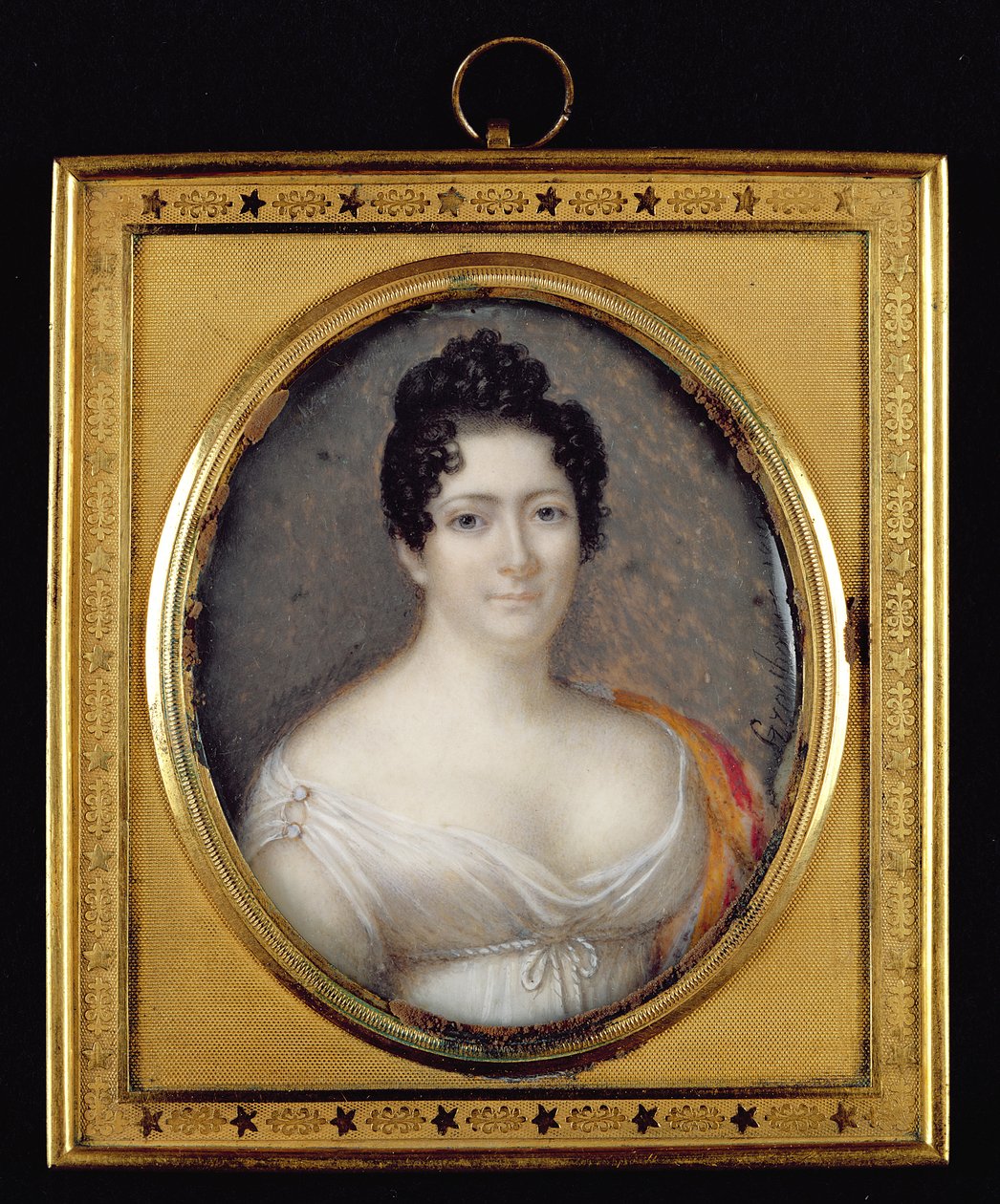 Mademoiselle Mars (1779-1847) 1819 (olje på elfenben) av Jean Francois Strasbeaux