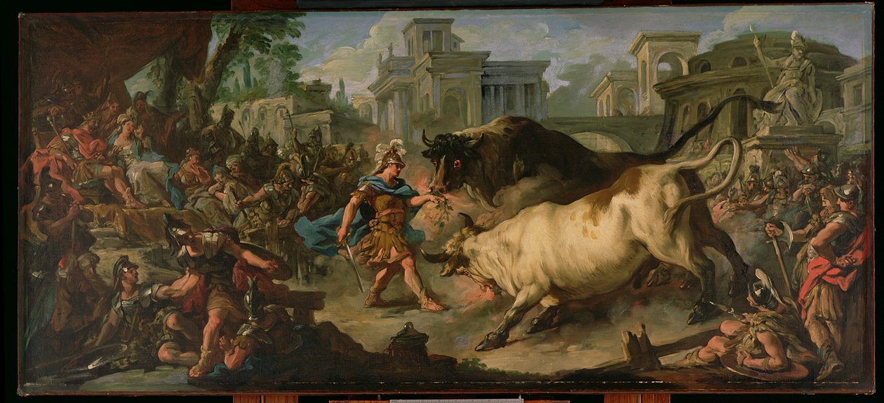 Jason Taming the Bulls of Aeetes, 1742 av Jean François de Troy