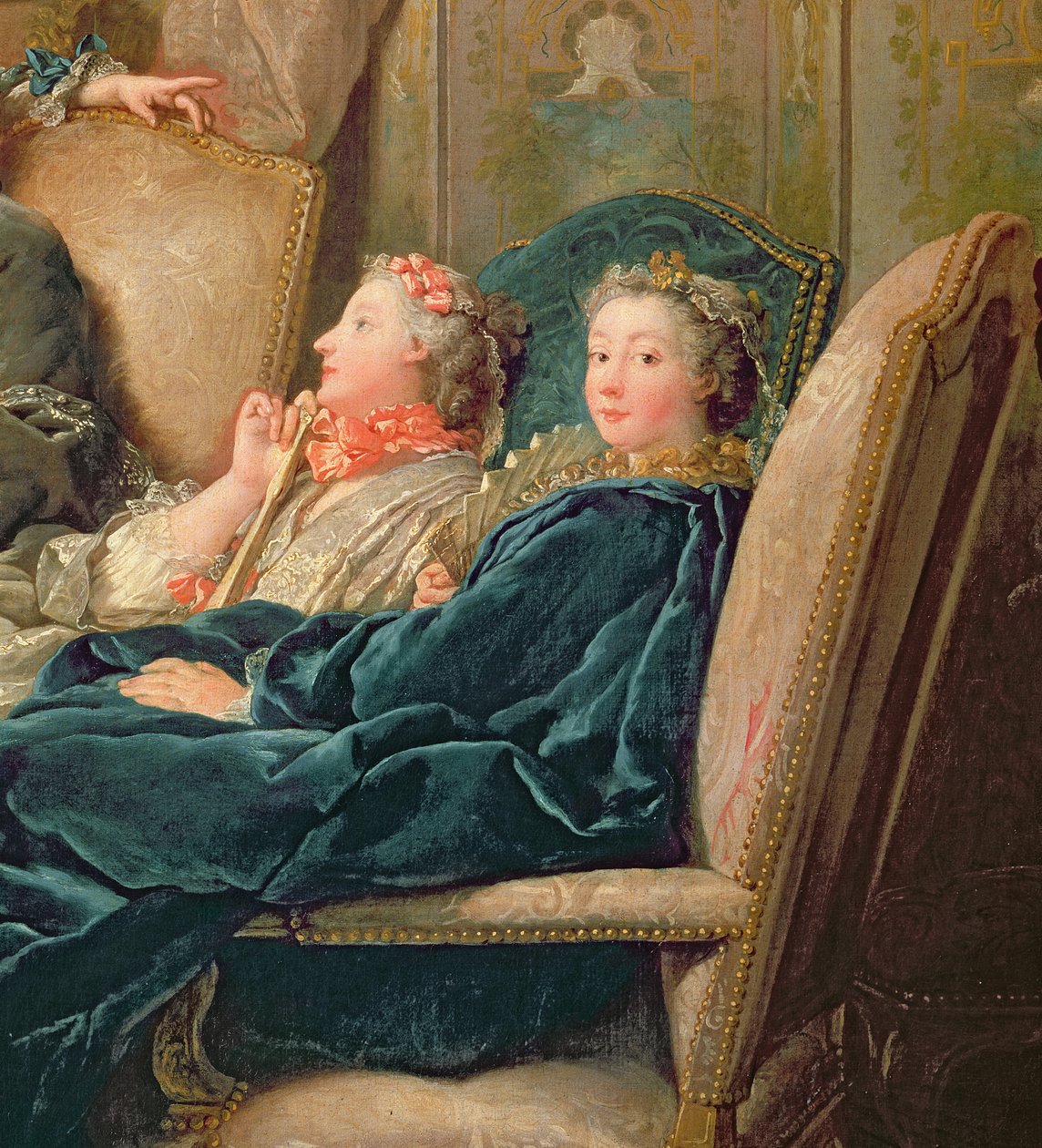 The Reading from Moliere, c.1728 detalj av 29516 av Jean François de Troy