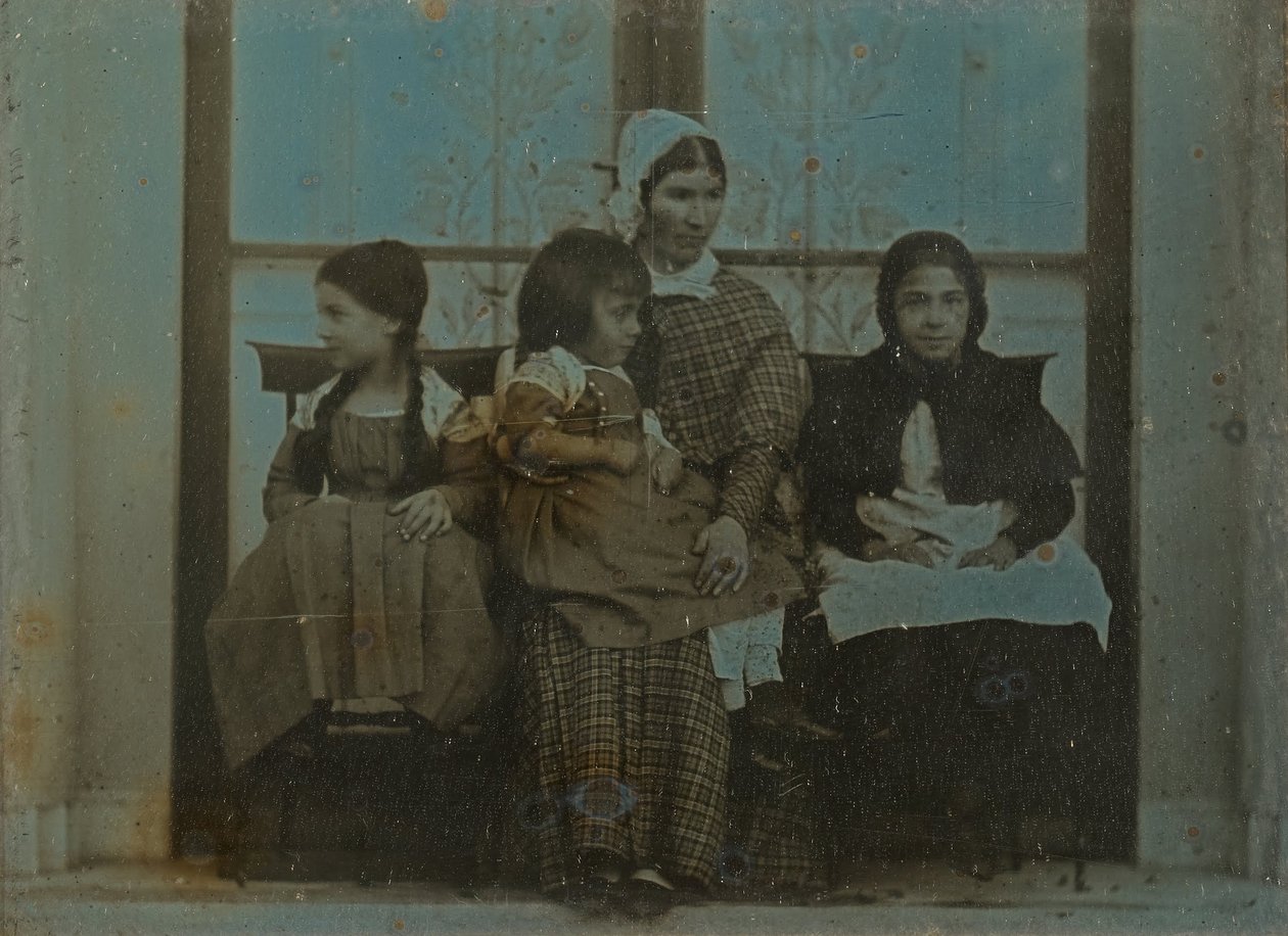 (Gruppeportrett av to kvinnelige barn og to kvinnelige tjenere til Jean-Gabriel Eynard) av Jean Gabriel Eynard