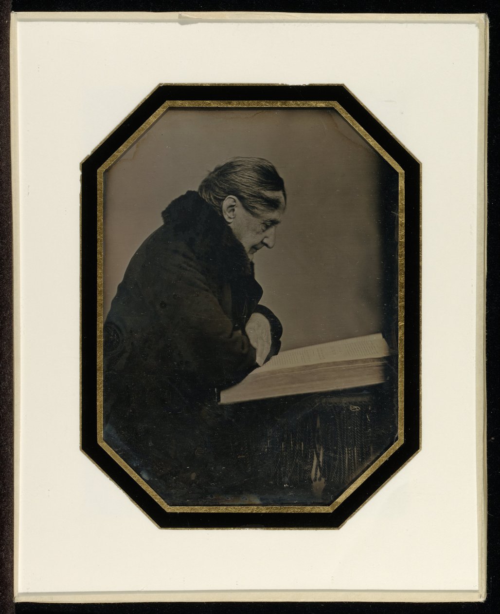 Selvportrett med foliovolum av Jean Gabriel Eynard