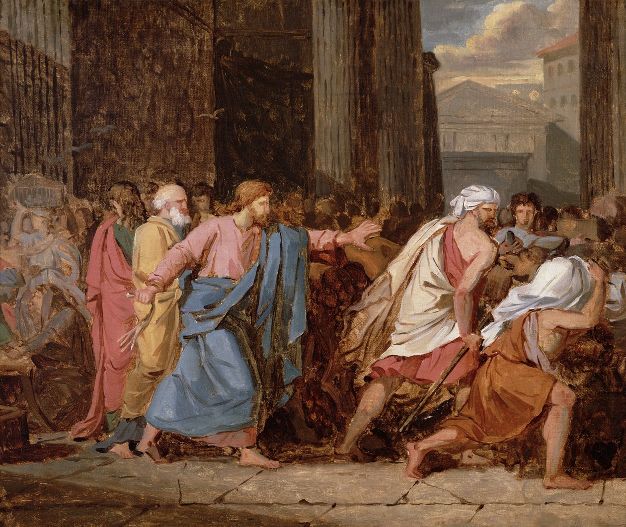 Jesus driver kjøpmennene fra tempelet av Jean Germain Drouais