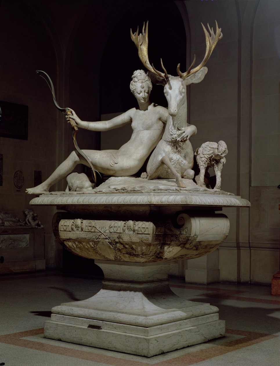 Diana montert på en hjort (marmor og bronse) (se 27649 for detaljer) av Jean Goujon