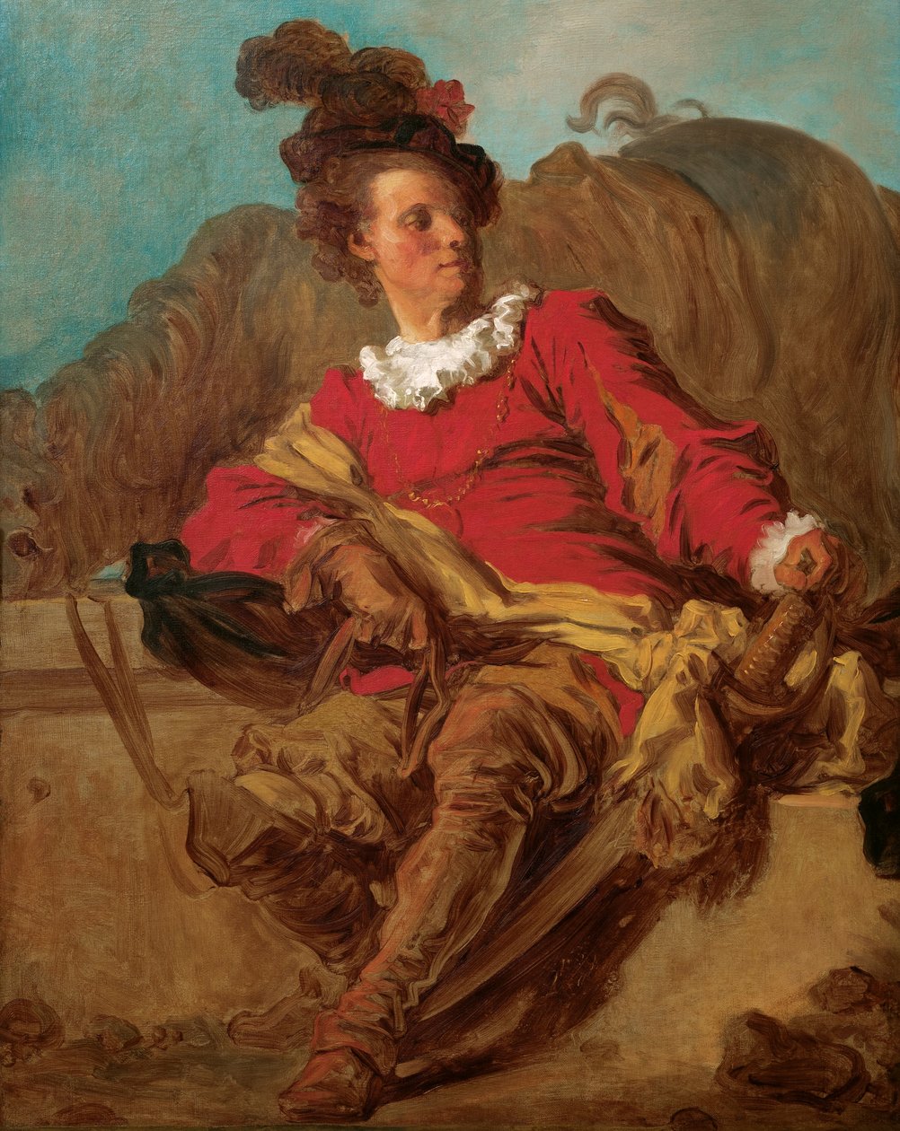 Jean-Claude Richard, abbed av Saint-Non, kledde en lEspagnole av Jean Honore Fragonard