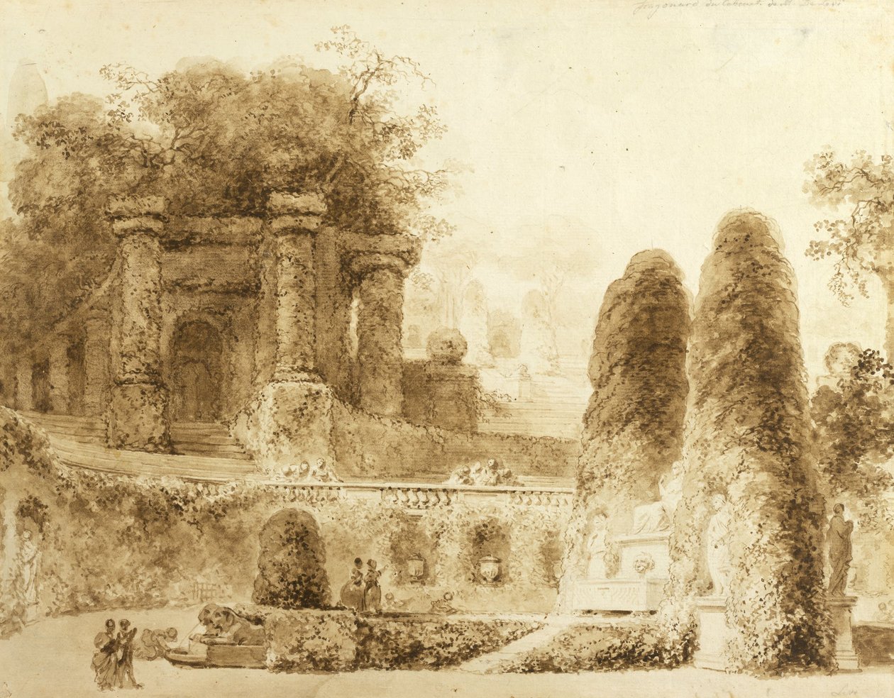 Romersk park med fontene, 1774 av Jean Honore Fragonard