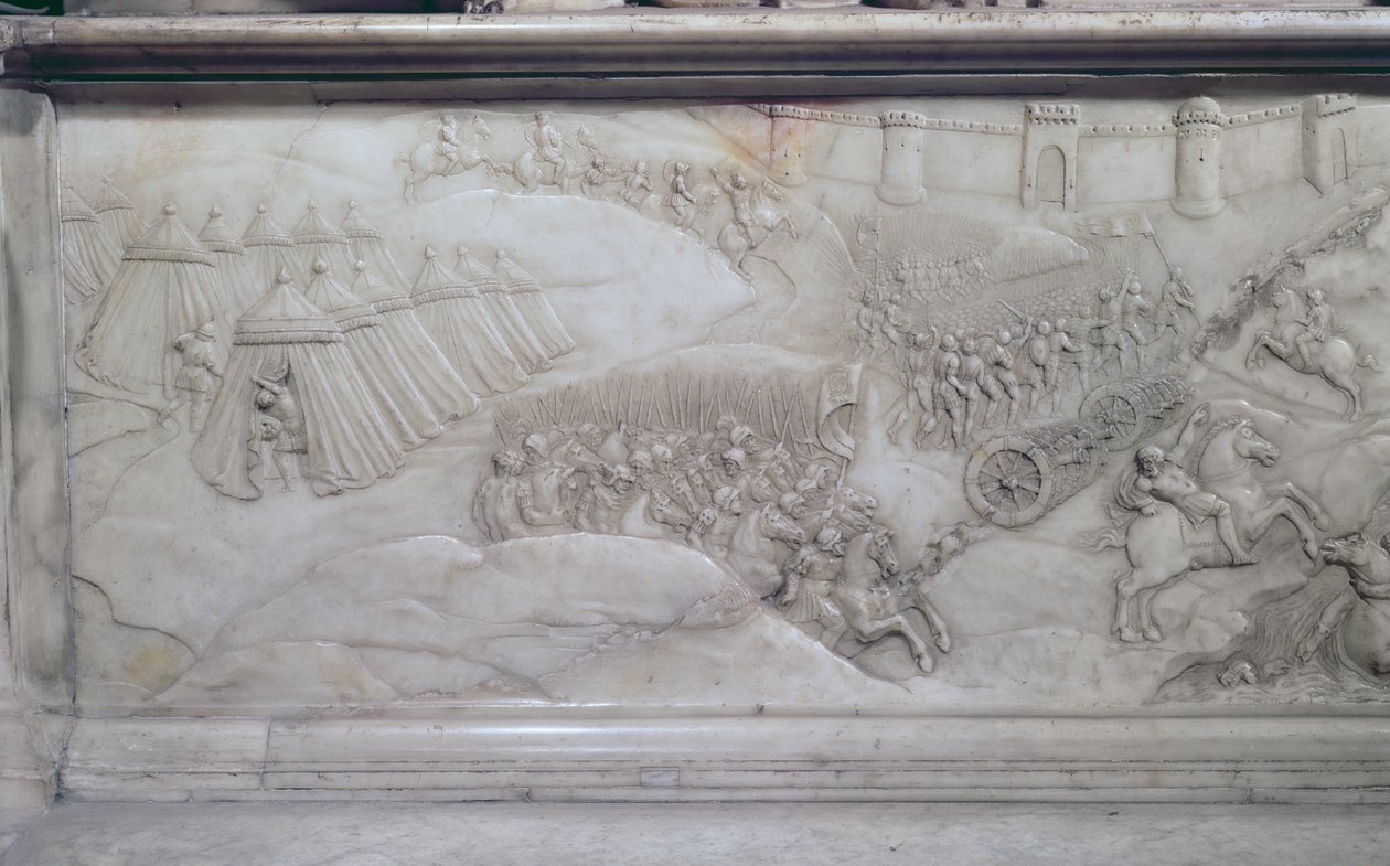 Slaget ved Agnadello, 14. mai, 1509, detalj fra graven til Ludvig XII og Anne av Bretagne, 1515 (marmor) av Jean I Juste