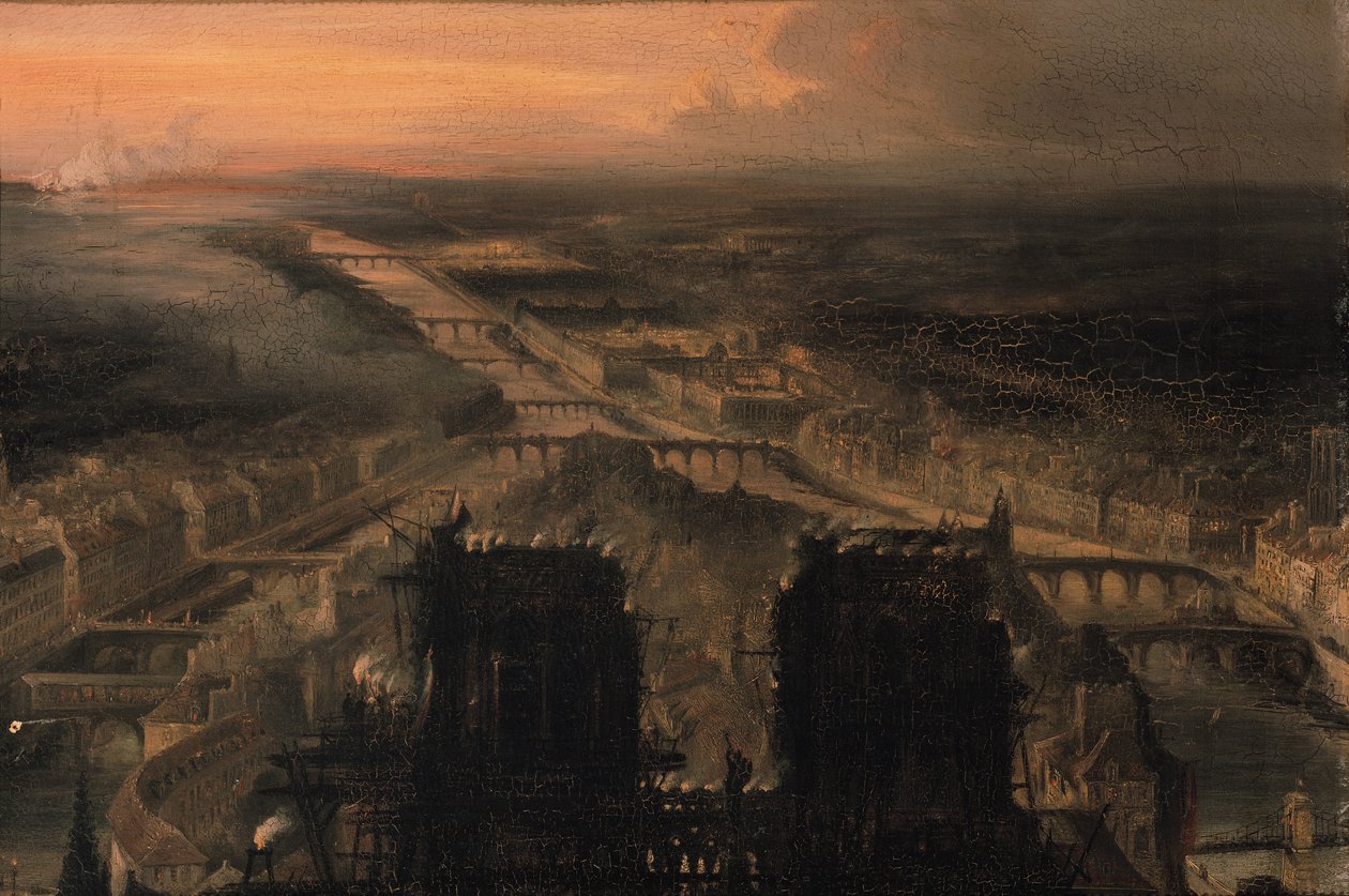Belysning av Notre Dame for å feire valget av prins Louis-Napoleon Bonaparte (1808-73) til republikken, etter 1850 av Jean Jacques Champin