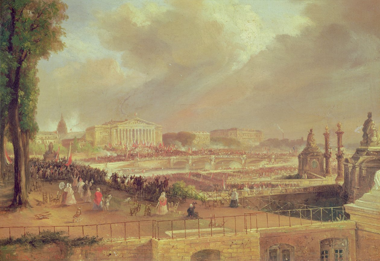 Proklamasjon av Den andre franske republikk, Place de la Concorde, 24. februar 1848 av Jean Jacques Champin