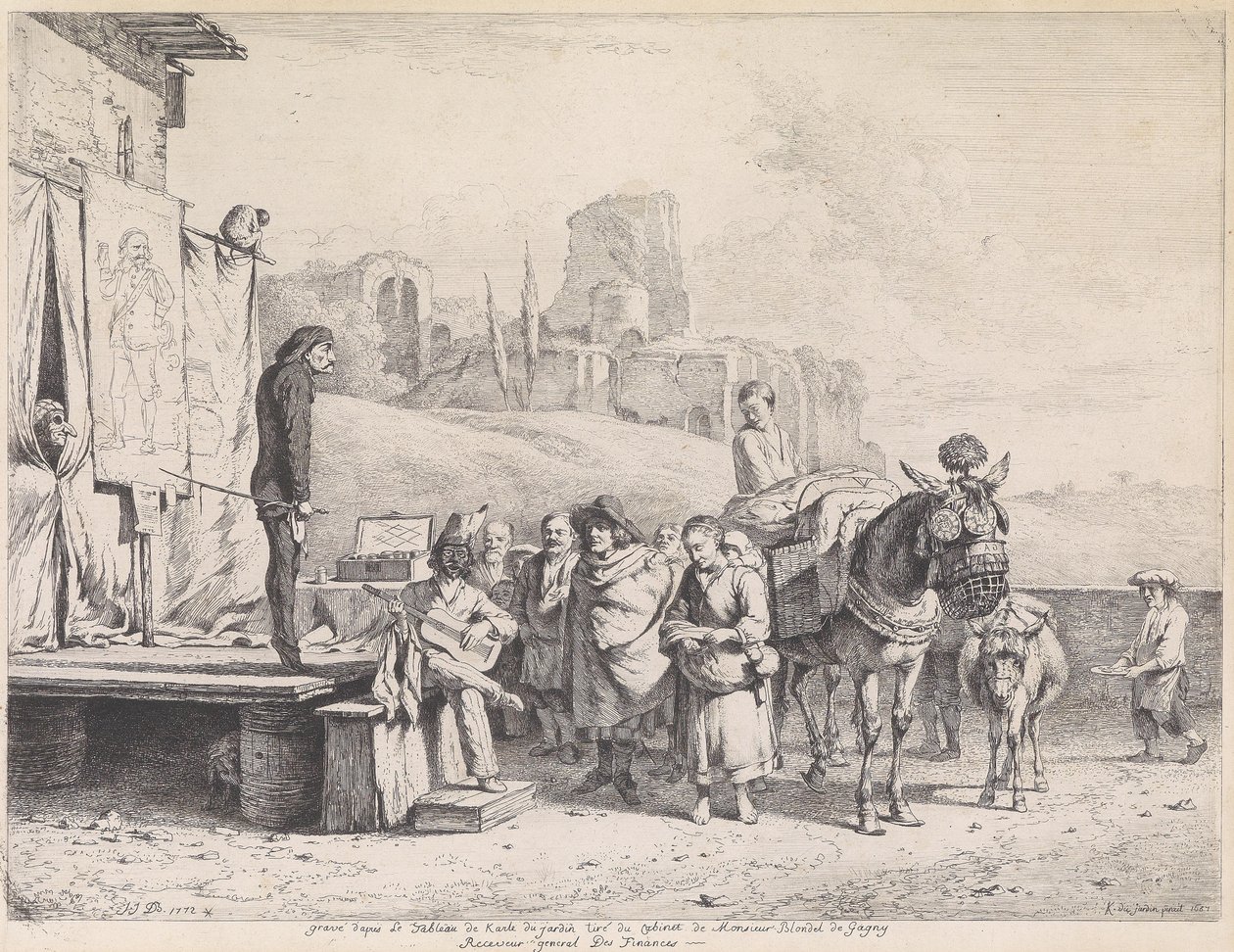 Teatervogn i et italiensk landskap med ruiner av Jean Jacques de Boissieu