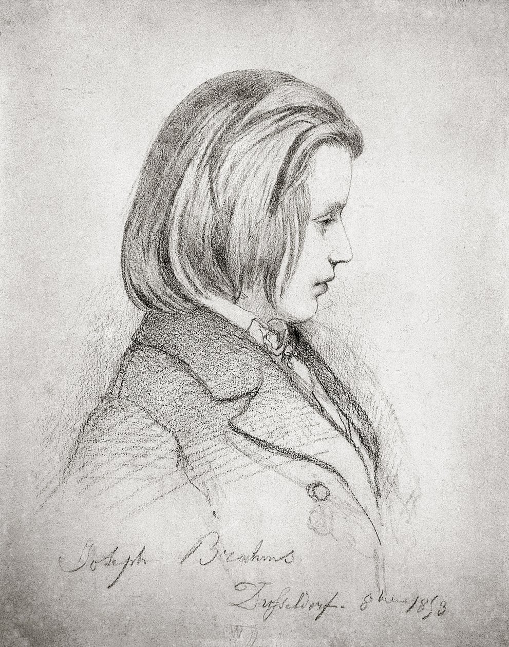 Portrett av Johannes Brahms (1833-97) i en alder av tjue, 1853 av Jean Joseph Bonaventure Laurens