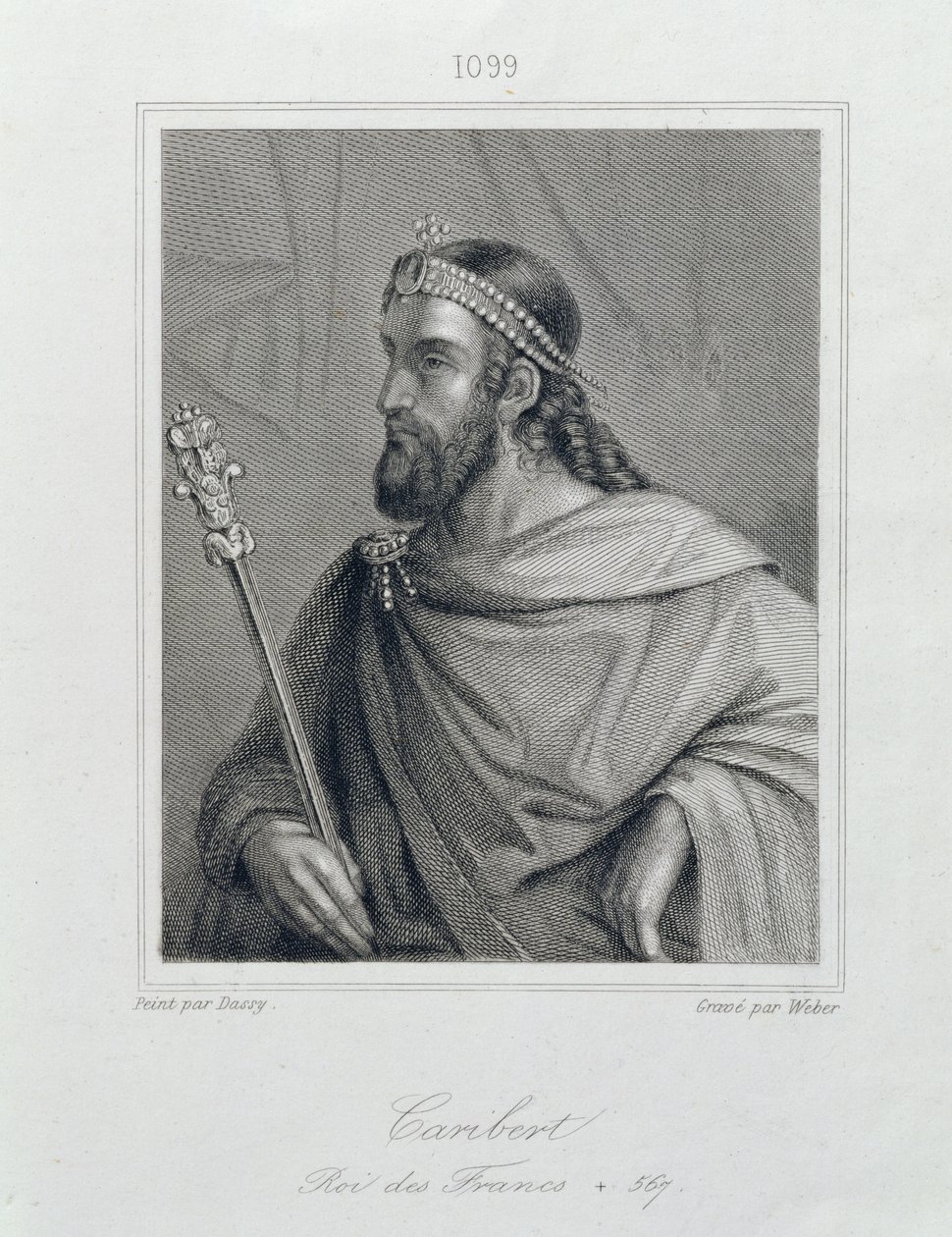 Caribert eller Charibert (d.567) Frankenes konge, gravert av Weber av Jean Joseph Dassy