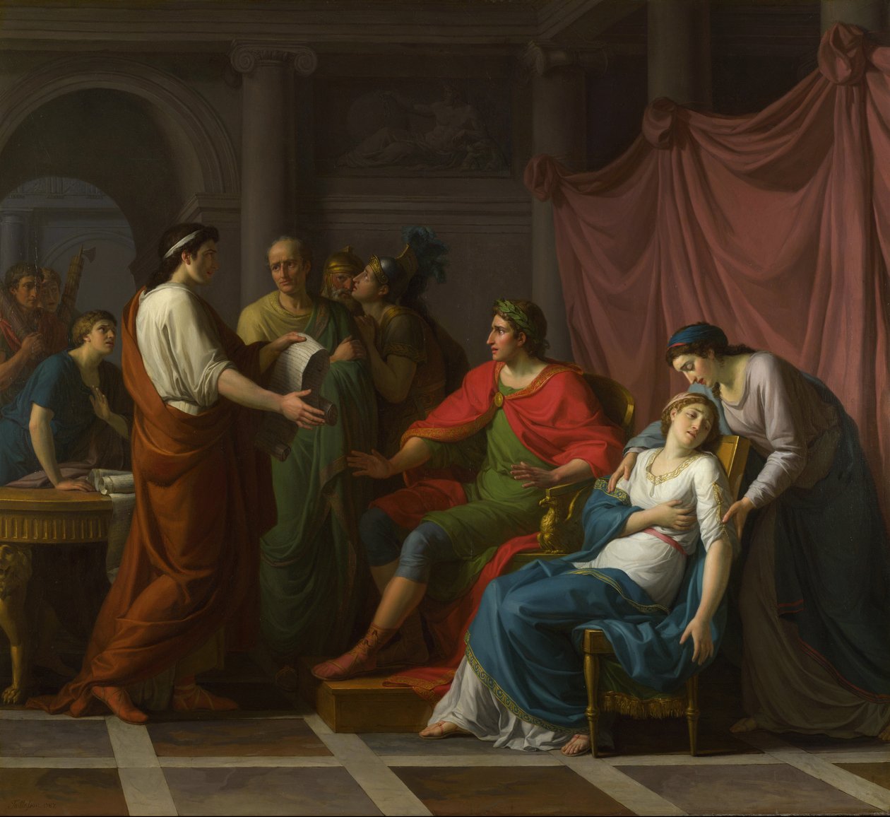Virgil leser Aeneid for Augustus og Octavia av Jean Joseph Taillasson