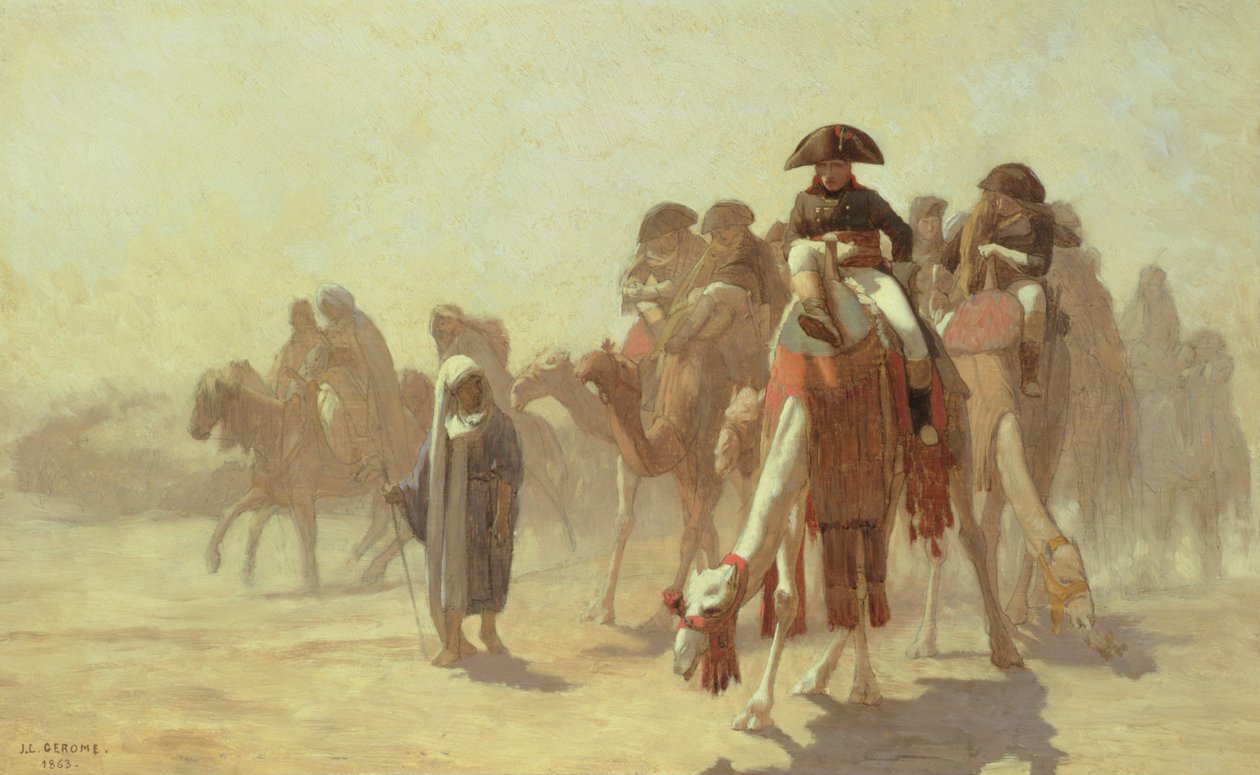 General Bonaparte med sin militærstab i Egypt, 1863 (blyant og olje på lerret) av Jean Leon Gerome