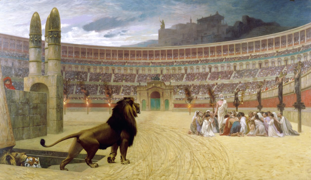 Den kristne martyrens siste bønn, 1863-83 av Jean Leon Gerome