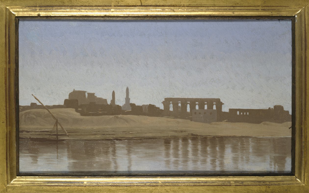 Utsikt over Nilen ved Luxor, 1857 (olje på lerret lagt om bord) av Jean Leon Gerome