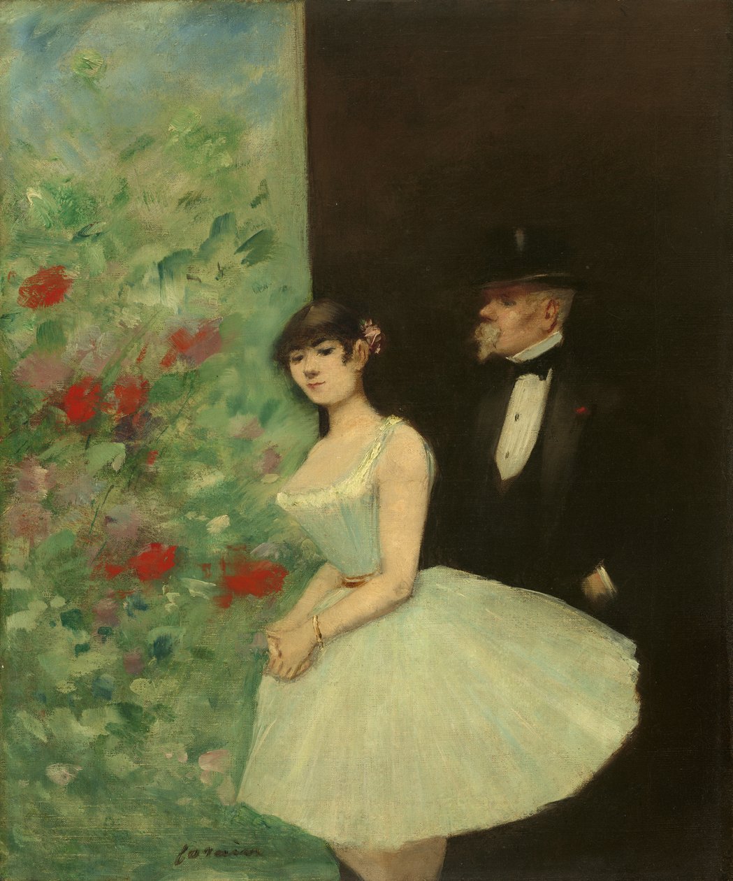 Bak kulissene, ca. 1880 av Jean Louis Forain
