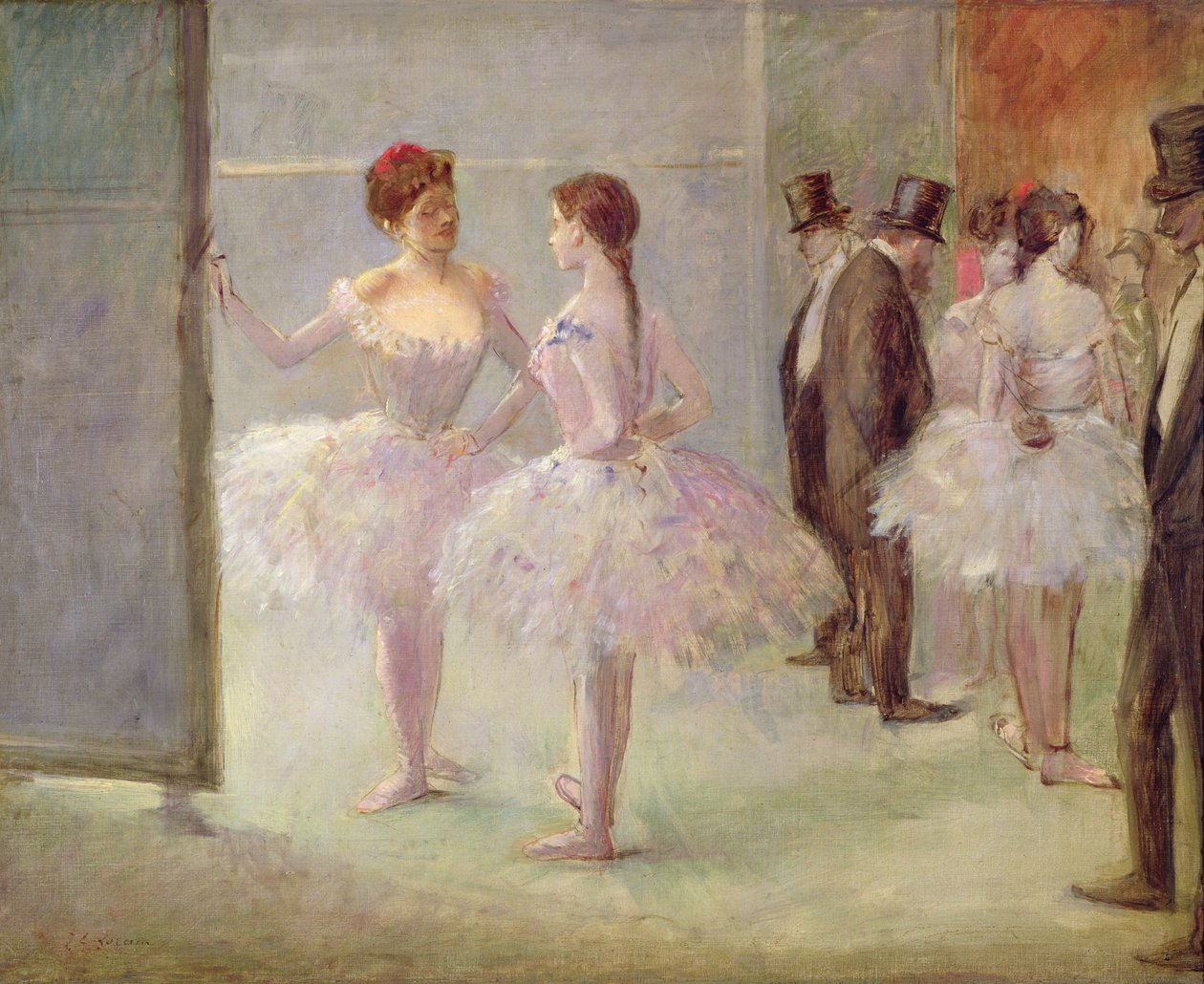 Dansere i vingene ved Operaen, ca.1900 av Jean Louis Forain