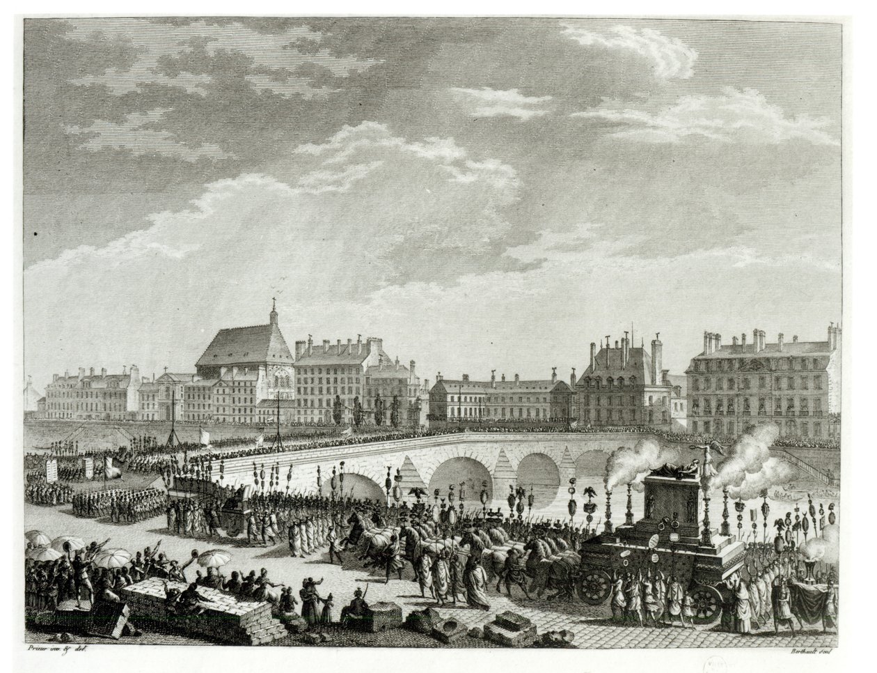 The Triumph of Voltaire, 11. juli 1791, gravert av Pierre Gabriel Berthault (1737-1831) av Jean Louis the Younger Prieur