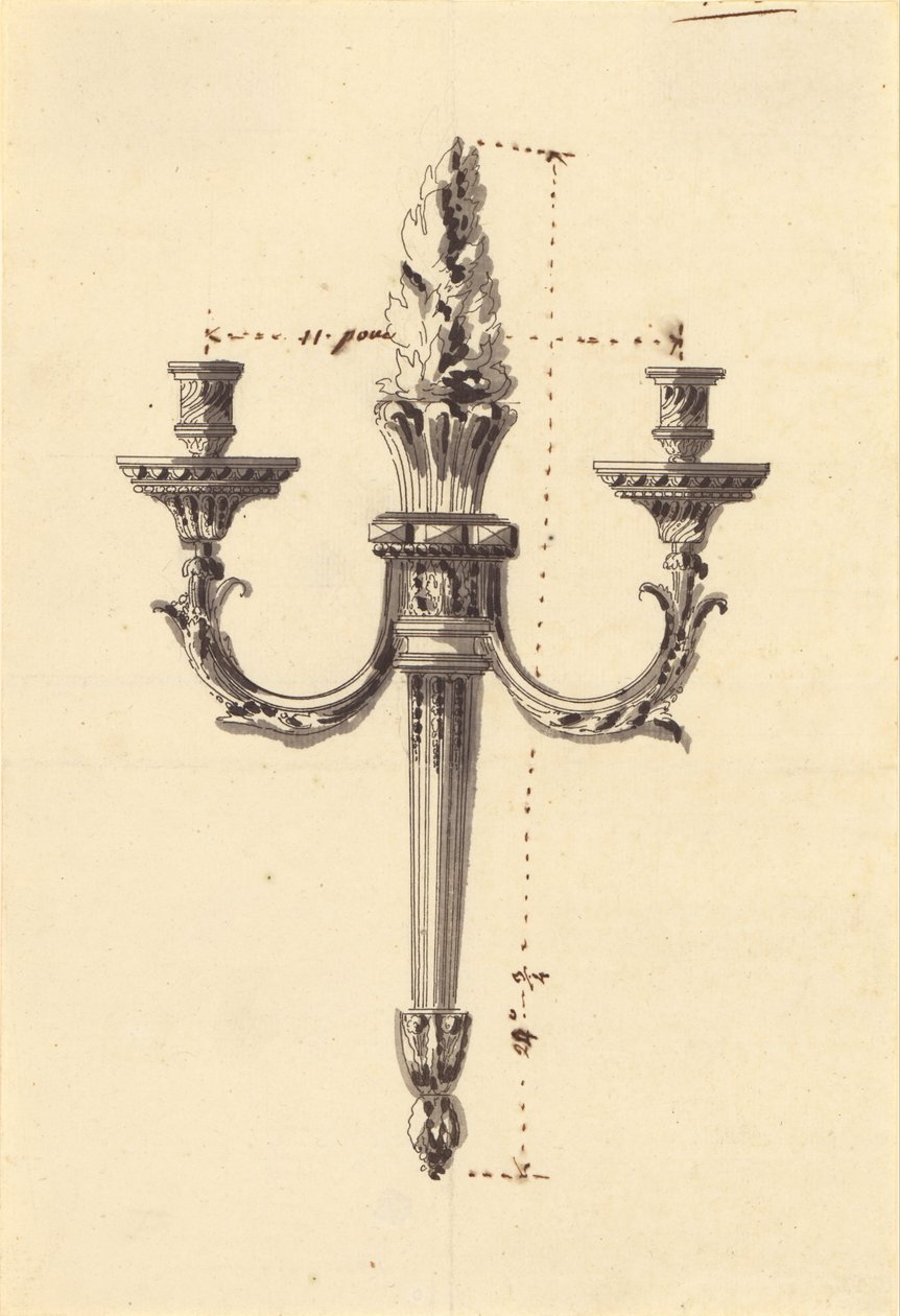 Tegning for et vegglampe av Jean Louis Prieur
