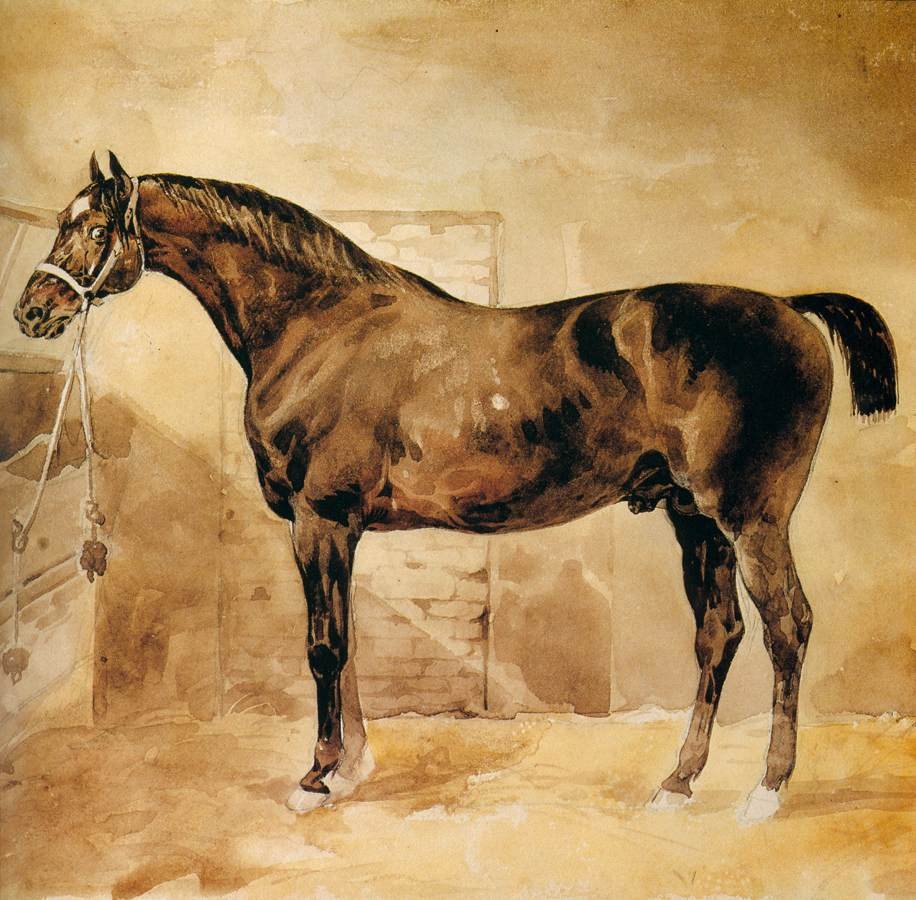 Engelsk hest i stall av Theodore Gericault