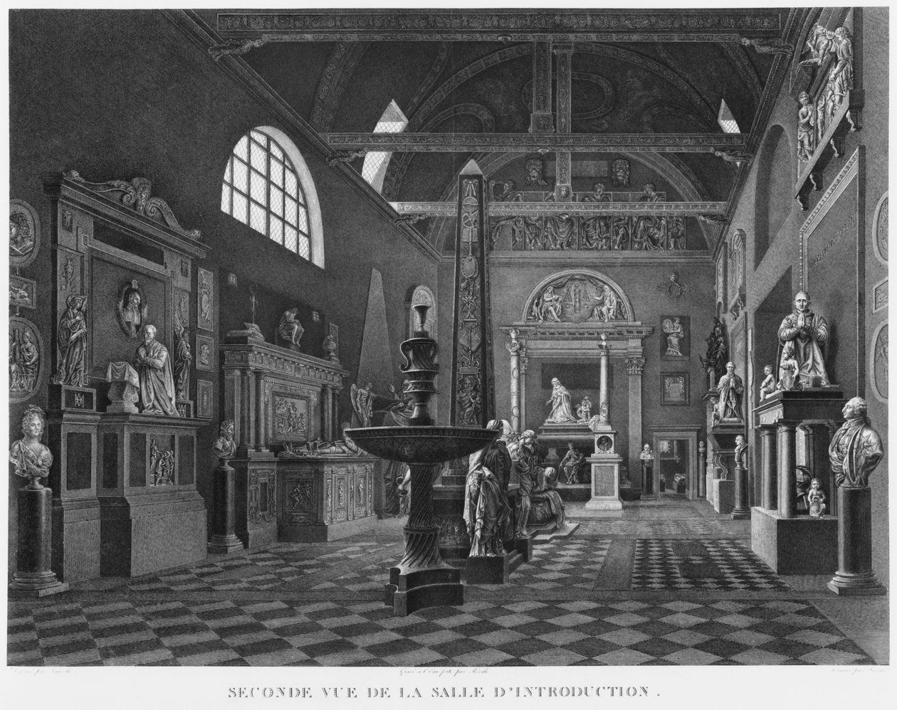 Andre visning av introduksjonsrommet, Musee des Monuments Francais, Paris, illustrasjon fra 