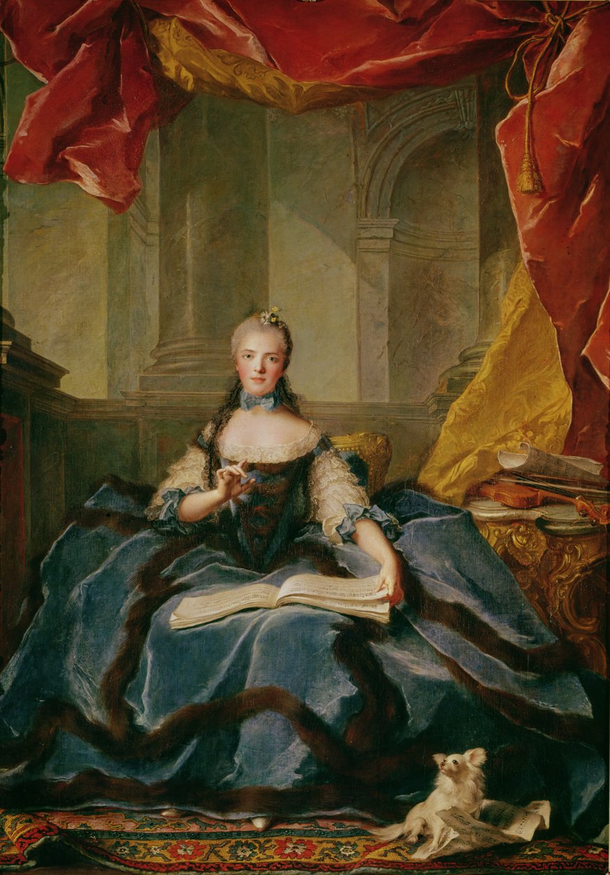 Madame Adelaide de France (1732-1800) i hoffkjole, 1758 av Jean Marc Nattier