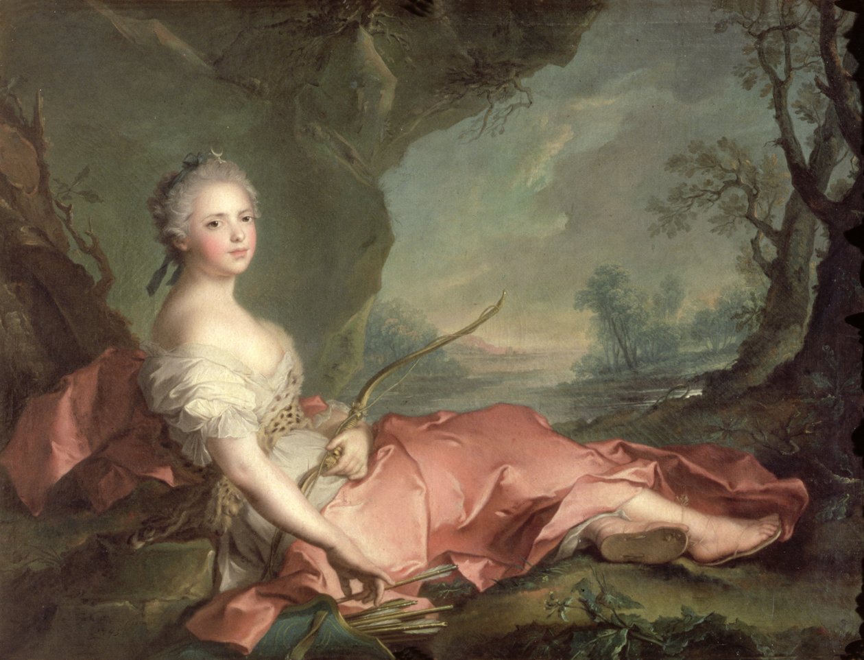 Portrett av Maria Adelaide fra Frankrike, datter av Louis XV kledd som Diana, 1745 av Jean Marc Nattier