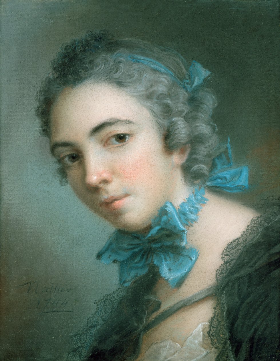 Ung jente, 1744 (pastell på papir) av Jean Marc Nattier