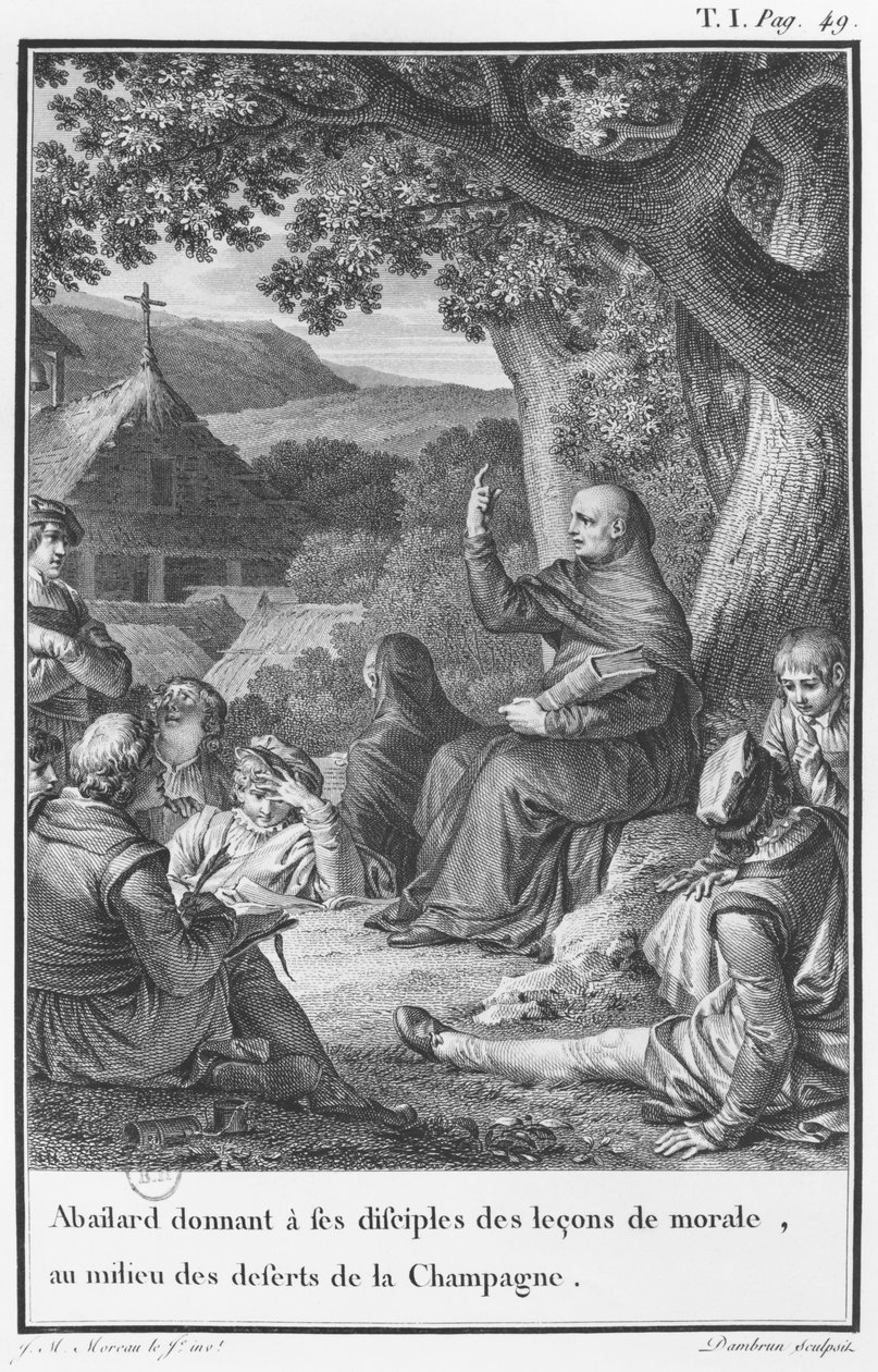 Abelard foreleser blant disipler i den øde Champagne, illustrasjon fra 