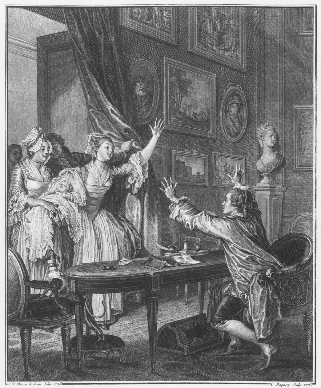 Det er en gutt, gravert av Pierre Charles Baquoy (1759-1829) 1776 av Jean Michel the Younger Moreau