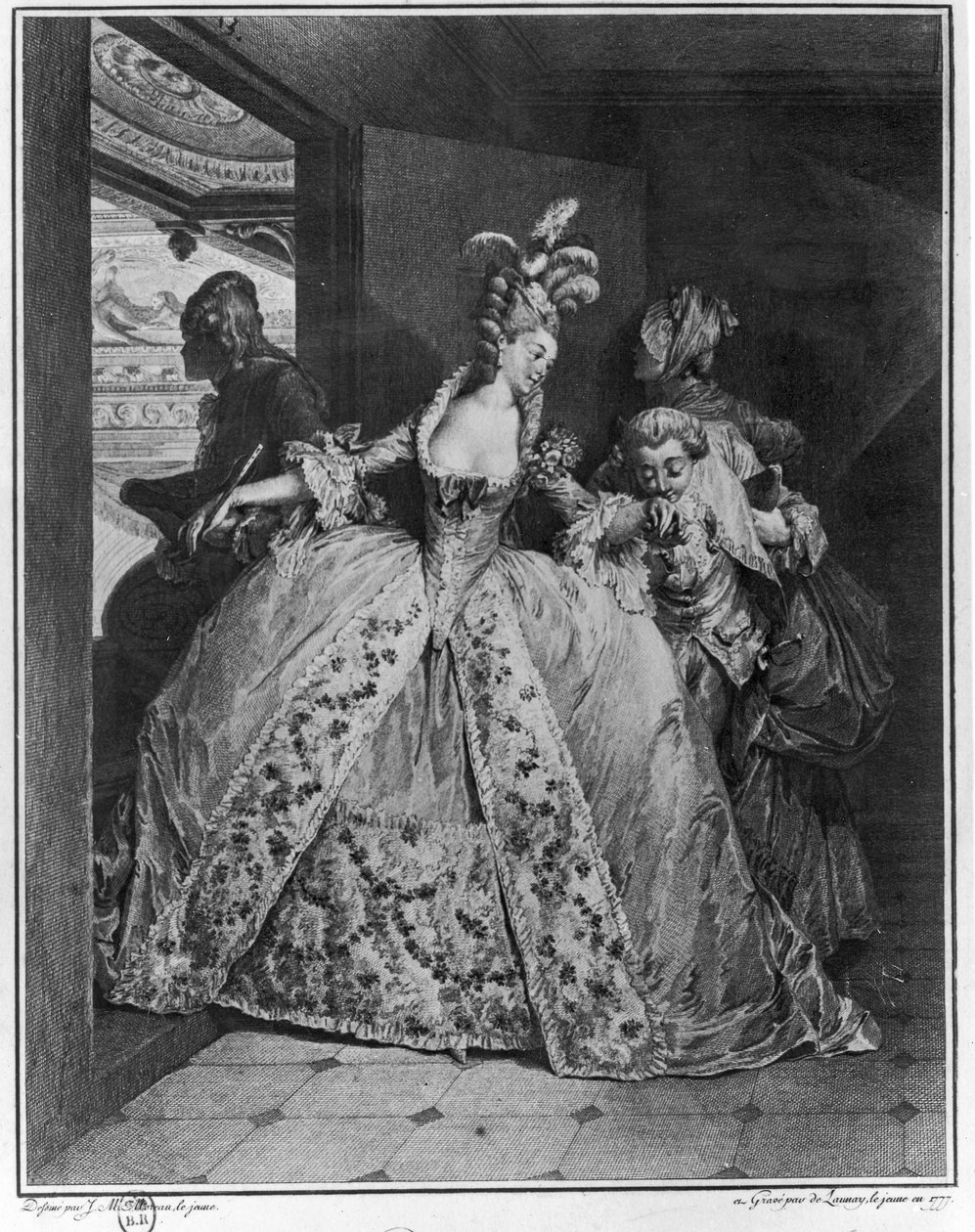 The Farewells, 1777, gravert av de Launey den yngre av Jean Michel the Younger Moreau