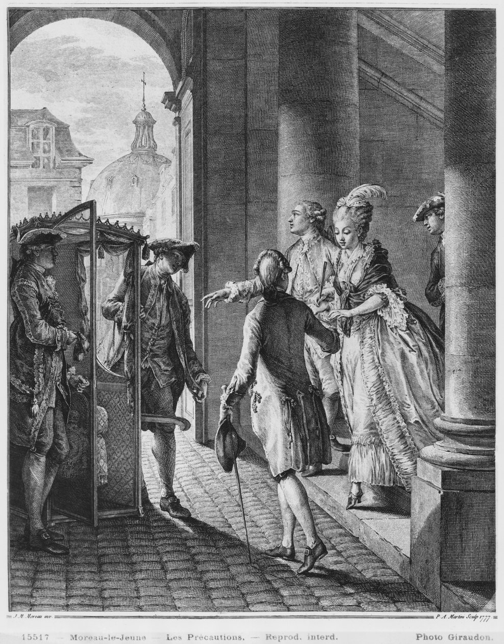 Forholdsreglene, gravert av Pietro Antonio Martini (1739-97) 1777 av Jean Michel the Younger Moreau