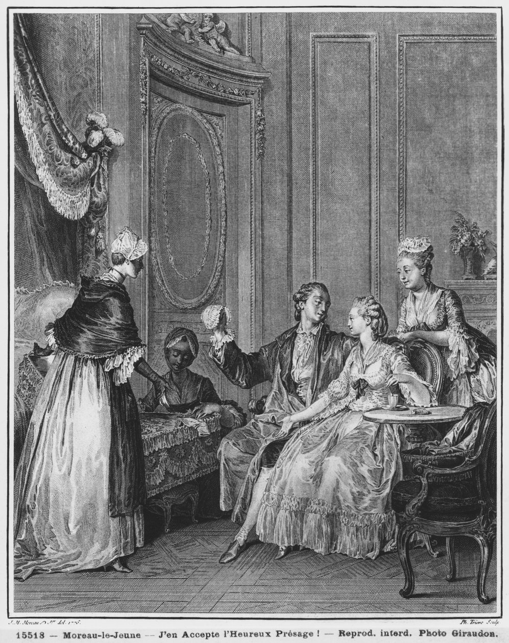 Det gode varselet, gravert av Philippe Triere (1759-1815) 1776 av Jean Michel the Younger Moreau
